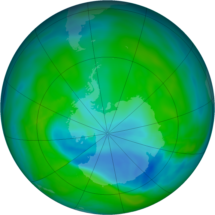 Antarctic ozone map for 19 December 2007